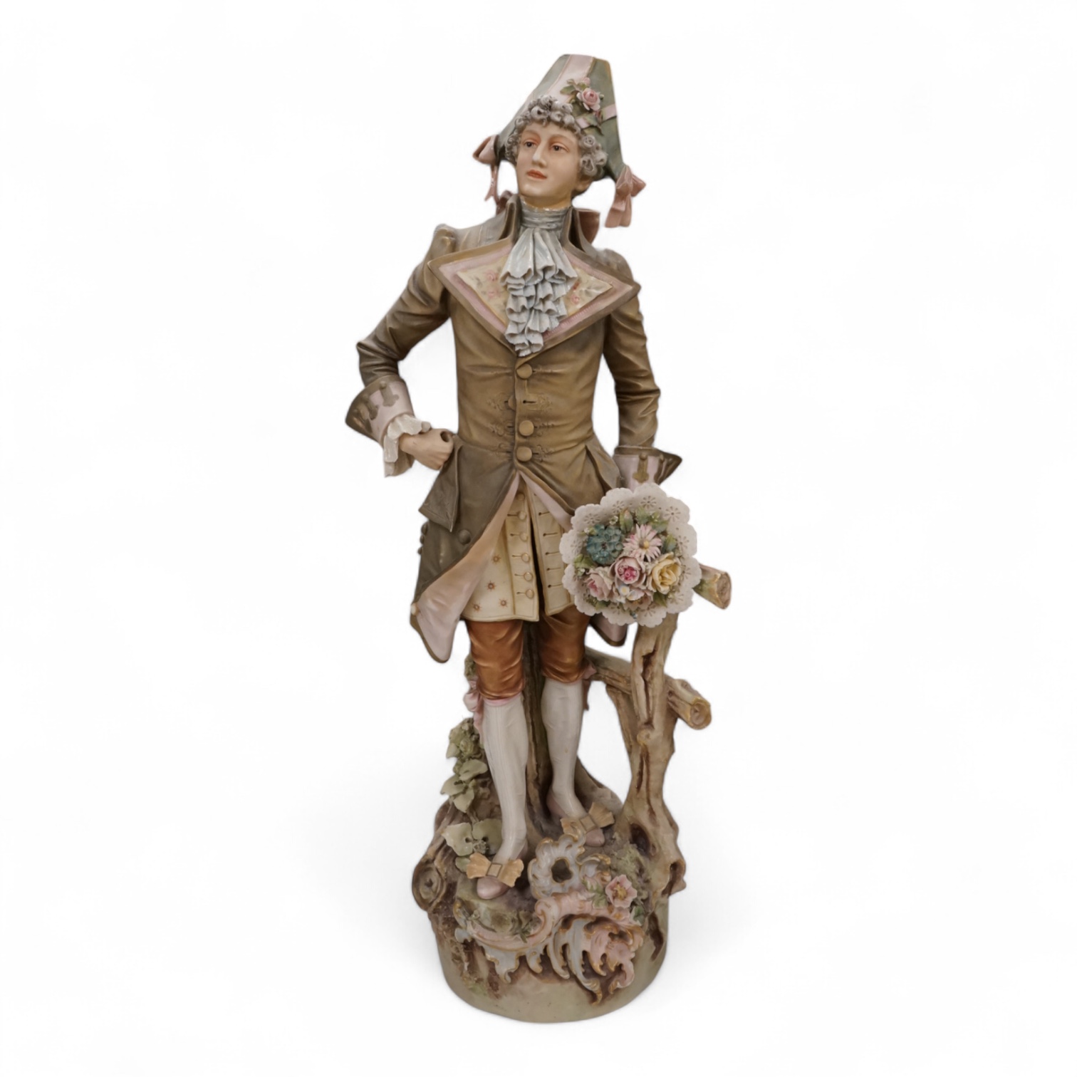 A large Royal Dux figure of a gent, 60cm